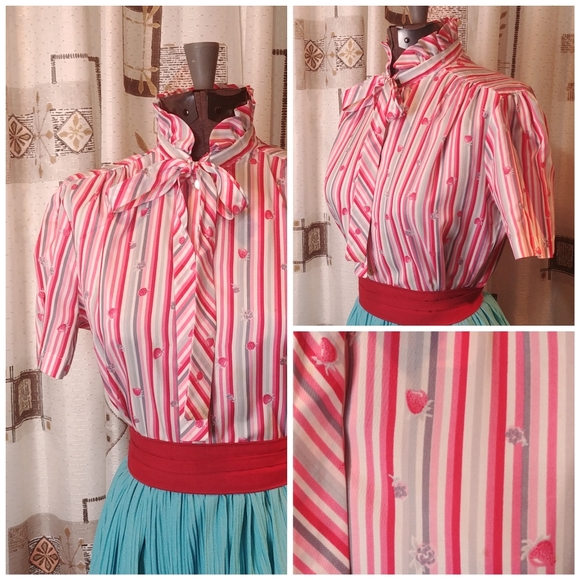 Vintage Tops - Vintage Pink Fruit Salad Blouse